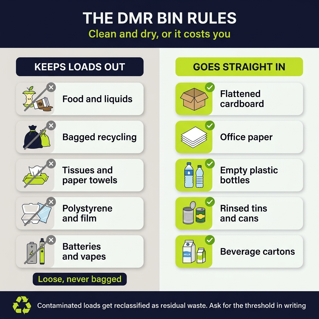 Dry Mixed Recycling (DMR) Bin Rules and Contamination Guide