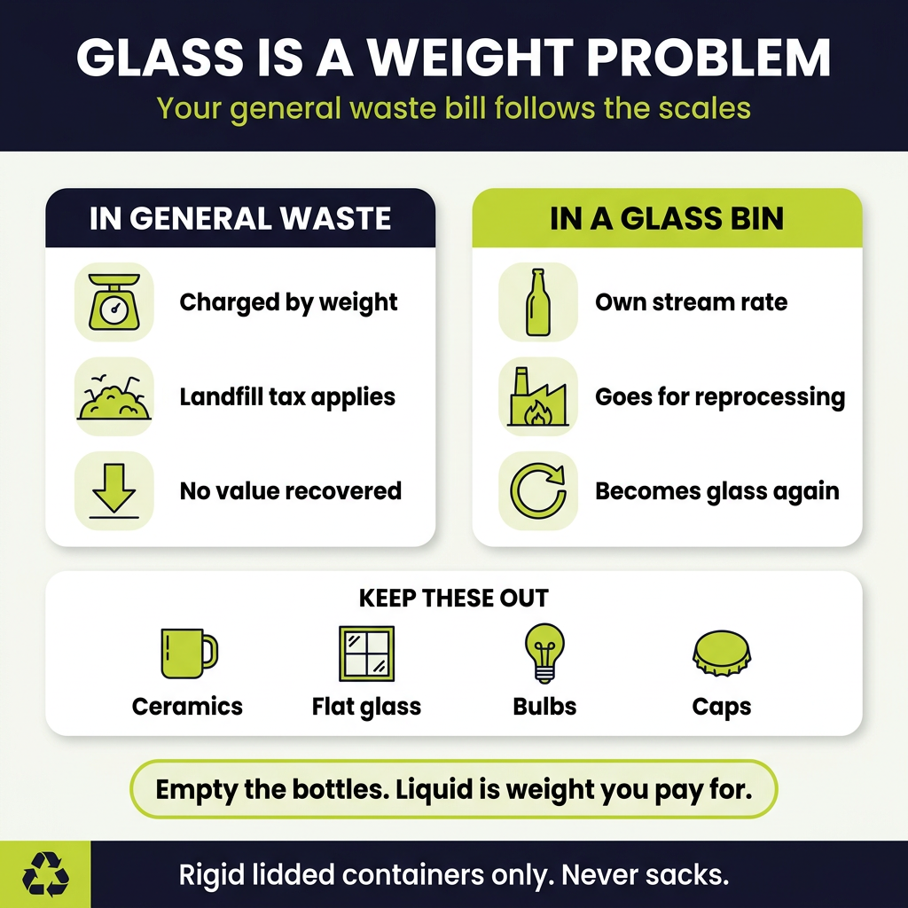 Commercial Glass Recycling vs General Waste Costs Guide